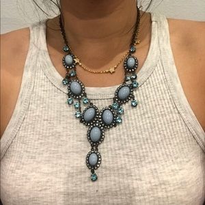 Blue embellished necklace